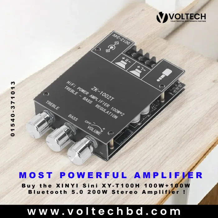 XINYI Sini XY-T100H + App 100W+100W Bluetooth 5.0 (Double Original TPA3116D2) 200W Stereo Amplifier | Voltech Electronics